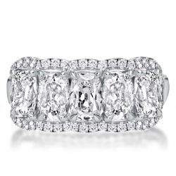 Halo Cushion Five Stone Wedding Band
