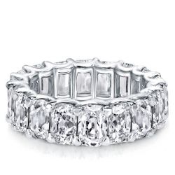 Italo Cushion Cut U Prong Eternity Wedding Band For Created White Sapphire Wedding Rings