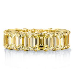 Golden Emerald Yellow Topaz Eternity Wedding Band