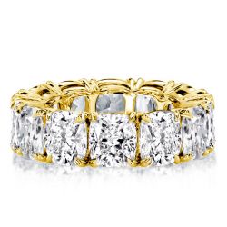 Golden Cushion Cut Eternity Wedding Band