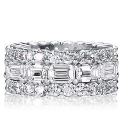 Triple Row Emerald Eternity Wedding Band