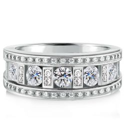 Multi Row Round Cut Eternity Wedding Band Promise Ring
