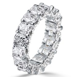 Italo Cushion Cut White Sapphire Eternity Wedding Band