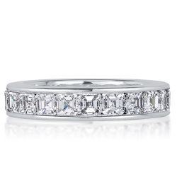 Asscher Cut White Sapphire Eternity Wedding Band For Women 