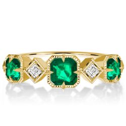 Italo Golden Asscher Cut Emerald Half Eternity Wedding Band