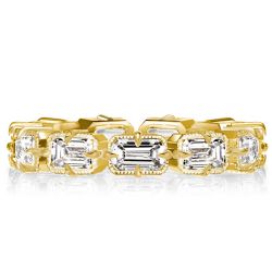 Classic Milgrain Golden Emerald Cut Eternity Wedding Band