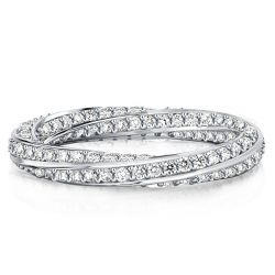 Italo Created White Sapphire Eternity Band For Women Twisted Band Travel Ring