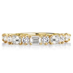 Golden Round & Emerald Cut Half Eternity Wedding Band