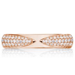 Italo Rose Gold Ring Pave Setting Open Wedding Band For Women