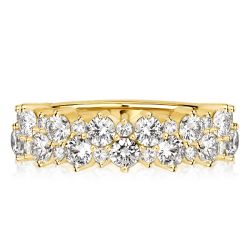 Italo Golden Double Row Round Cut Half Eternity Wedding Band