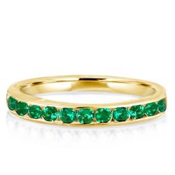 Italo Round Cut Emerald Color Half Eternity Wedding Band 