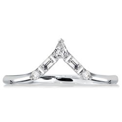 Italo Pear Cut Half Eternity Wedding Band In Sterling Silver