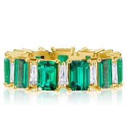 Italo Alternating Emerald & White Cut Eternity Wedding Band