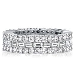 Italo Triple Row Round & Emerald Cut Eternity Wedding Band