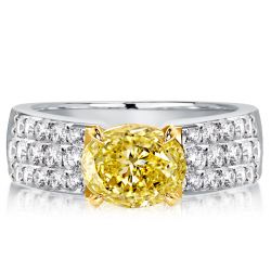 Italo Two Tone Oval Cut Yellow Sapphire Engagement Ring