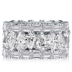 Multi Row Pear Cut White Sapphire Eternity Wedding Band