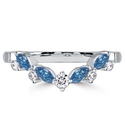 Italo Round & Marquise Cut Blue Sapphire Wedding Band 