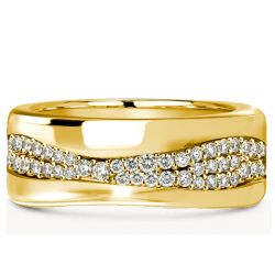 Italo Unique Golden Round Cut Half Eternity Wedding Band