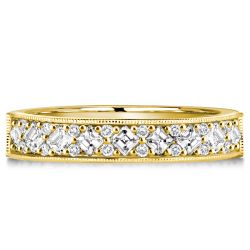 Italo Golden Asscher & Round Cut White Sapphire Wedding Band