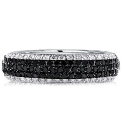 Italo Two Tone Round Cut Black & White Sapphire Wedding Band