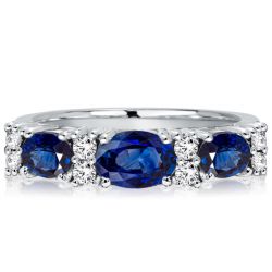 Italo Oval Cut Blue Sapphire Half Eternity Wedding Band