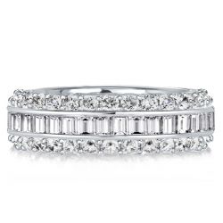 Italo Triple Row White Sapphire Eternity Wedding Band