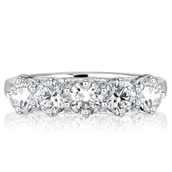 Five Stone Round Cut Half Eternity Wedding Band For Women