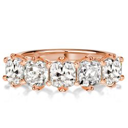 Rose Gold Five Stone Cushion Cut Wedding Band For Women