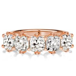 Rose Gold Five Stone Cushion Cut Wedding Band For Women