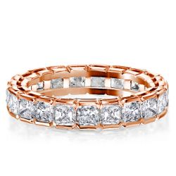 Rose Gold Bezel Setting Radiant Eternity Wedding Band For Women