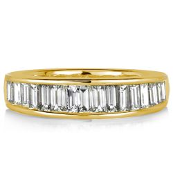 Baguette Cut Channel Setting Half Eternity Wedding Band