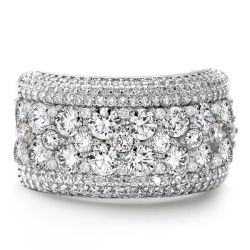 Round Cut Pave Setting Multi Row Wedding Band For Women
