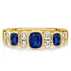Cushion Cut Blue Sapphire Wedding Band For Women
