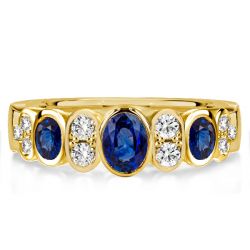 Oval Cut Blue Sapphire Wedding Band For Women