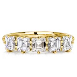 Italo Asscher Cut Half Eternity Wedding Band For Women