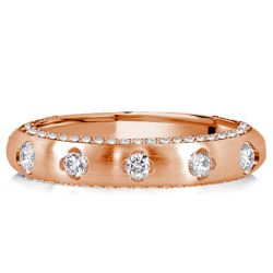 Italo Floral Rose Golden Stacking Wedding Band For Women