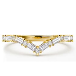 Baguette Cut Chevron Wedding Band For Women