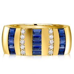 Baguette Created Blue Sapphire Wedding Band For Women