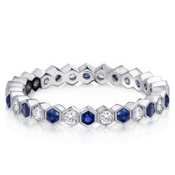 Vintage Milgrain Eternity Blue Wedding Band For Women