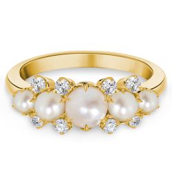 Italo Pearl Half Eternity Wedding Band Pearl Wedding Ring