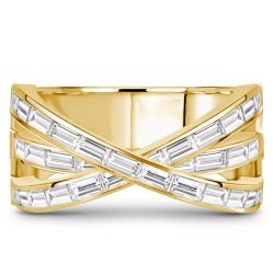 Italo White Baguette Criss Crossing Wedding Band For Women