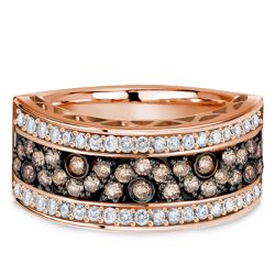 Italo Champagne Round Multi Row Black Two Tone Half Wedding Band