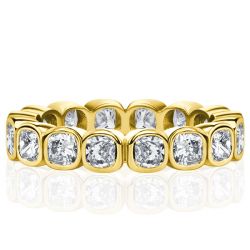 Italo Bezel White Cushion Cut Eternity Wedding Band For Women