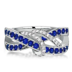 Italo Blue Sapphire Wedding Band Swirl Band Ring Twist Ring