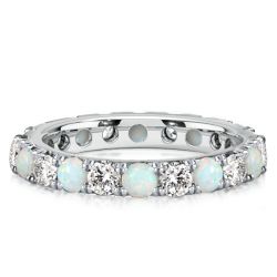 Italo Opal Ring Eternity Wedding Band For Women