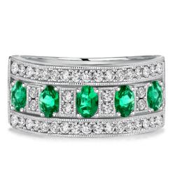 Emerald Sapphire Oval Multi Row Wedding Band Emera Wedding Band