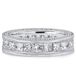 Italo Princess Cut Eternity Wedding Band Channel Set Band Ring