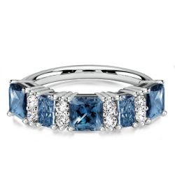 Italo Princess Cut Blue Topze Wedding Band Stacking Ring