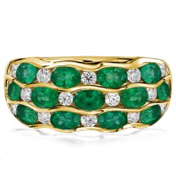 Italo Emerald Sapphire Multi Row Wedding Band Wavy Ring