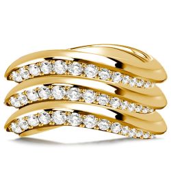 Italo Multi Row Wave Band Ring White Sapphire Wavy Wedding Band